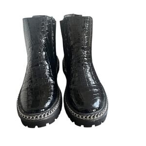 Black Croc Truffle Chelsea Boots - Size 6